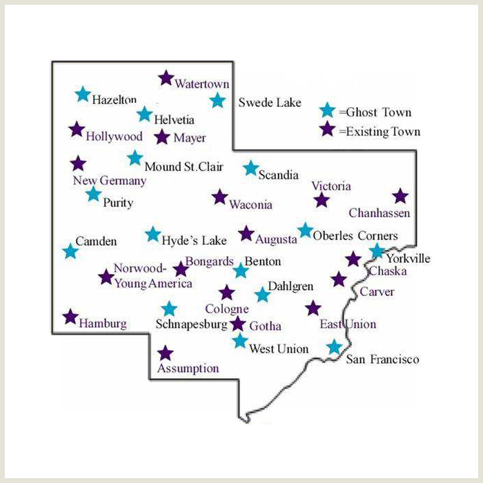 Map of largest cities in Carver County