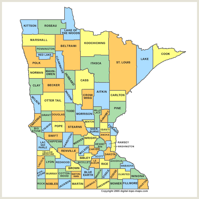map of counties in MN